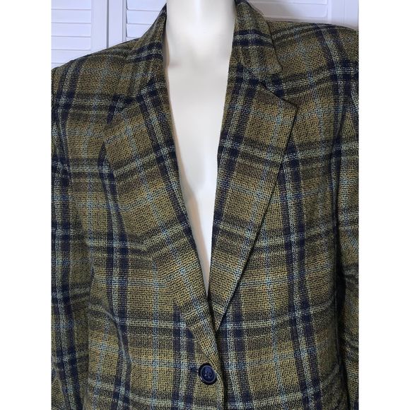 Vintage Plaid Wool Oversized Blazer Size 14 - Picture 3 of 11